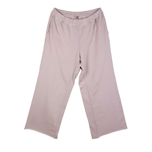 SKIMS Pants - SKIMS Deconstructed French Terry Wide Leg Pants Fawn Raw Edge Sweatpants XL